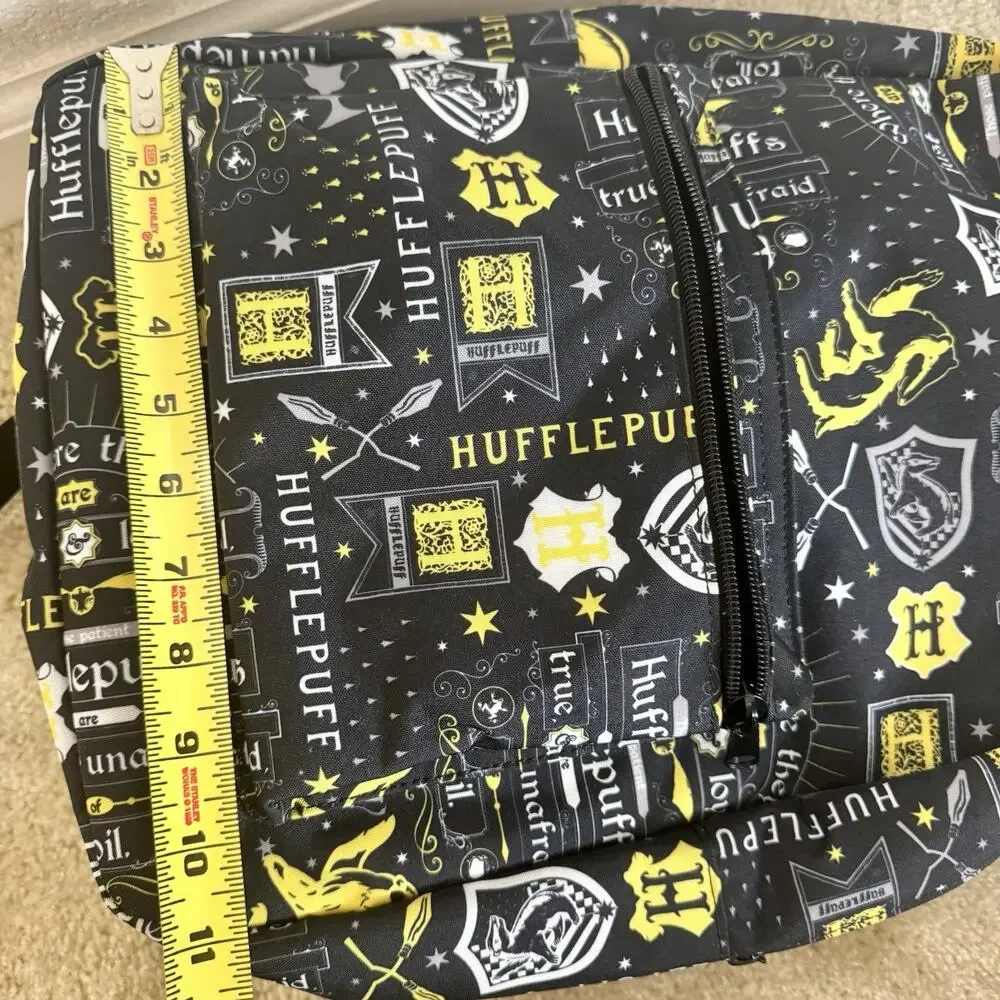 Harry Potter Hufflepuff Backpack Black Yellow Hogwarts House Laptop Bag NWOT
